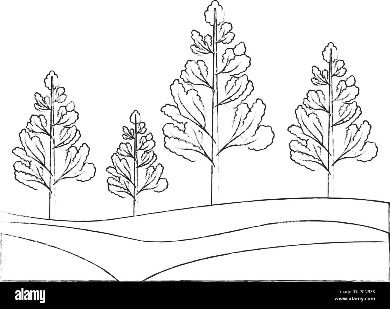 Natur bäume wald Laub botanischen Vector Illustration Hand Zeichnung Stock Vektor