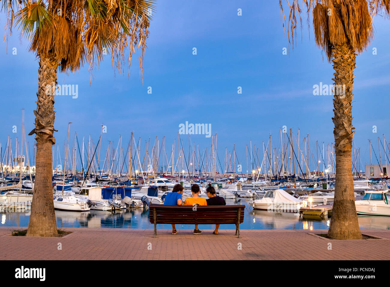 Blick auf den Hafen von Alicante, Spanien Stockfoto