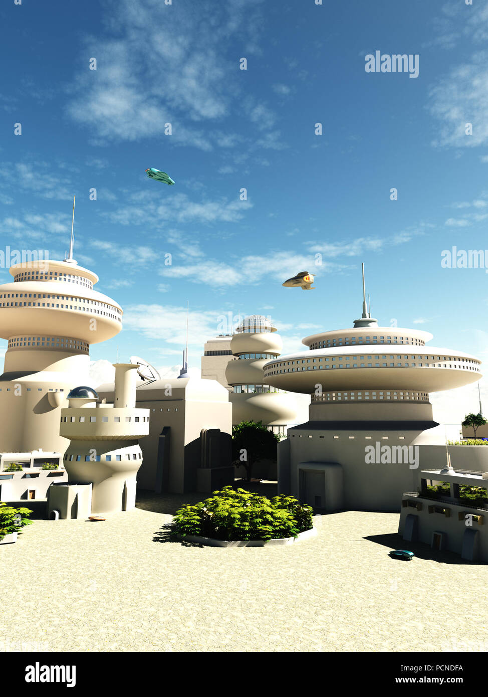 Zukunft Science Fiction Stadt Gebäude Stockfoto