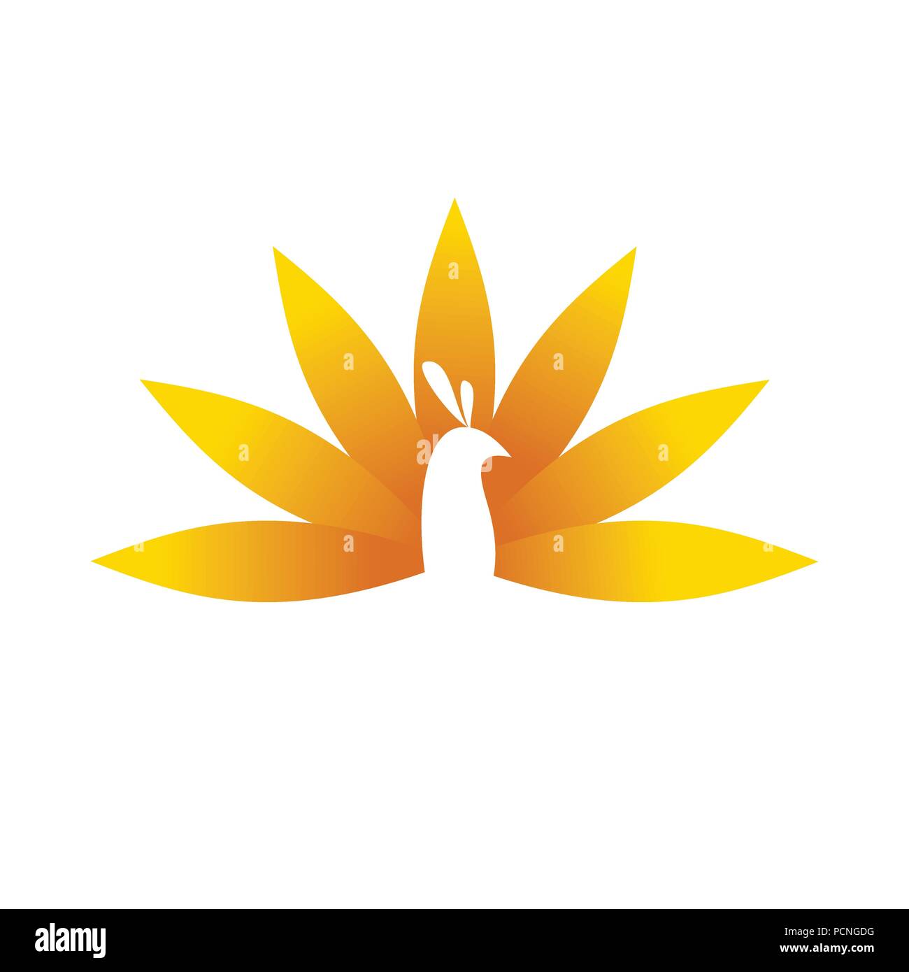 Pfau Vogel Goldenen Blume Vektor Symbol Grafik Logo Design Template Stock Vektor