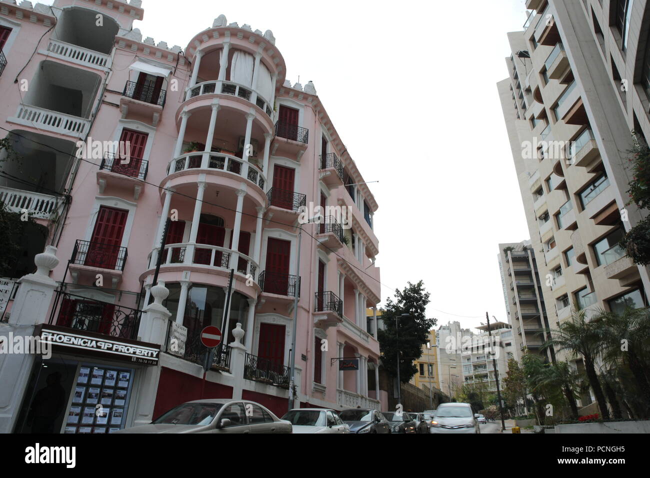 Der Libanon architektonische Erbe ist langsam verschwinden und Beirut verliert seinen traditionellen Charakter als alte Häuser, sind mit Wolkenkratzern ersetzt. Stockfoto