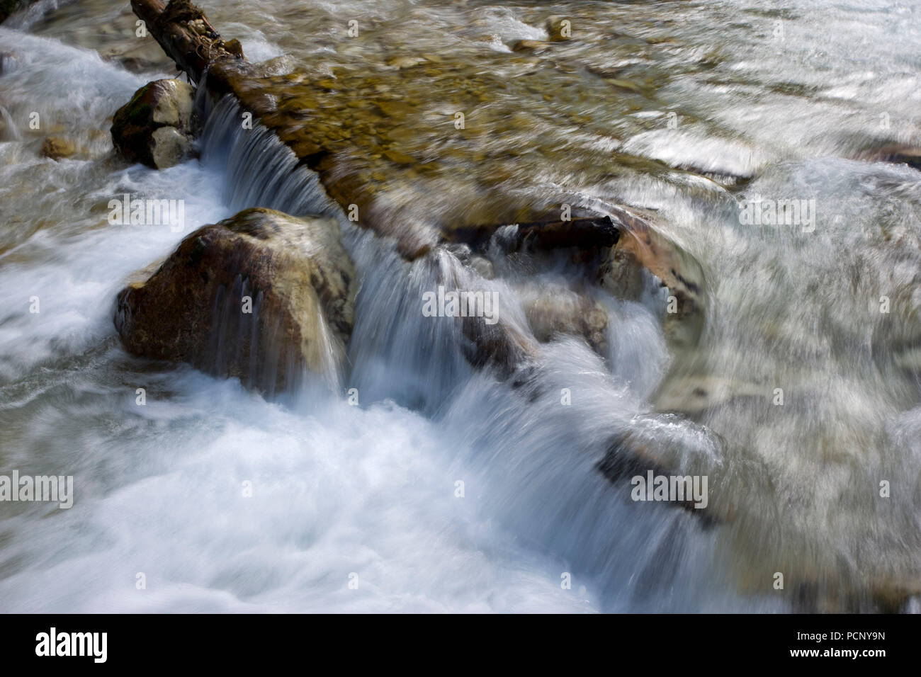 Mountain Stream im Reintal, Wettersteingebirge, Oberbayern, Bayern, Deutschland Stockfoto
