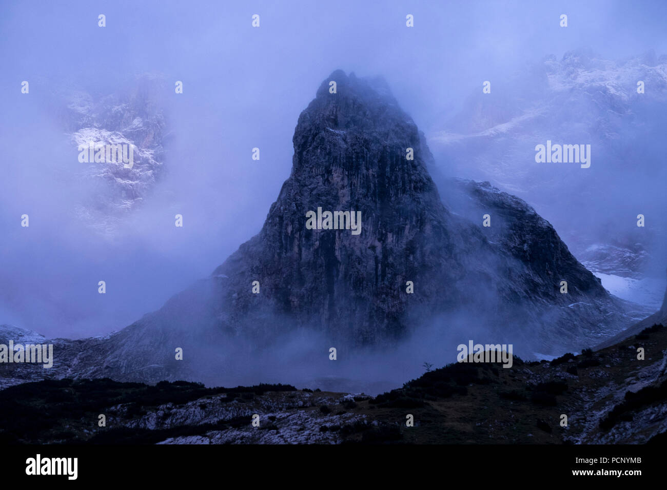 Schüsselkarturm, Oberreintal, Wettersteingebirge, Oberbayern, Bayern, Deutschland Stockfoto