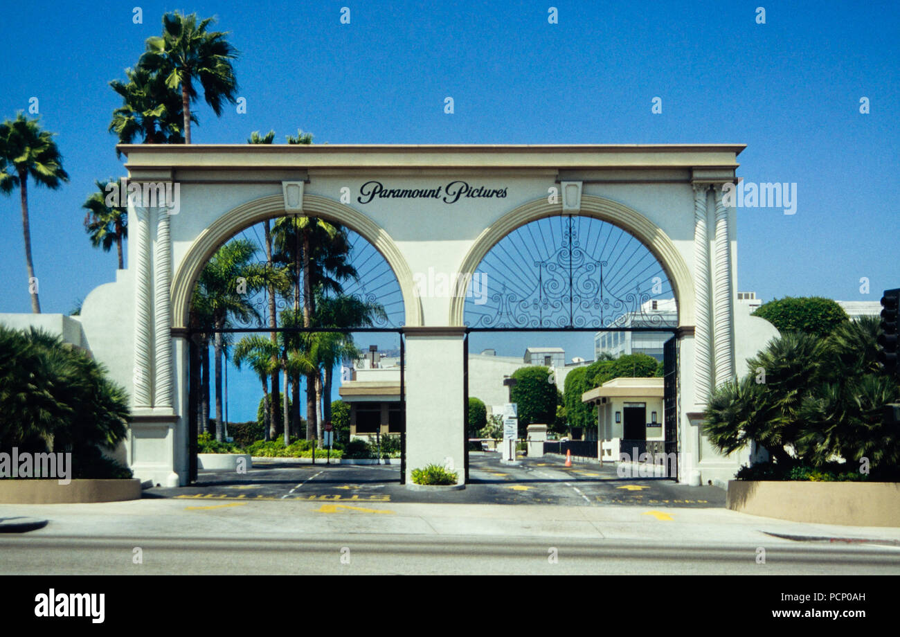 Archiv Bild von Paramount Pictures Eingangstor, ehemaliger RKO Studios, 5515 Melrose Avenue, Hollywood, Los Angeles, Kalifornien, USA, 1992 Stockfoto