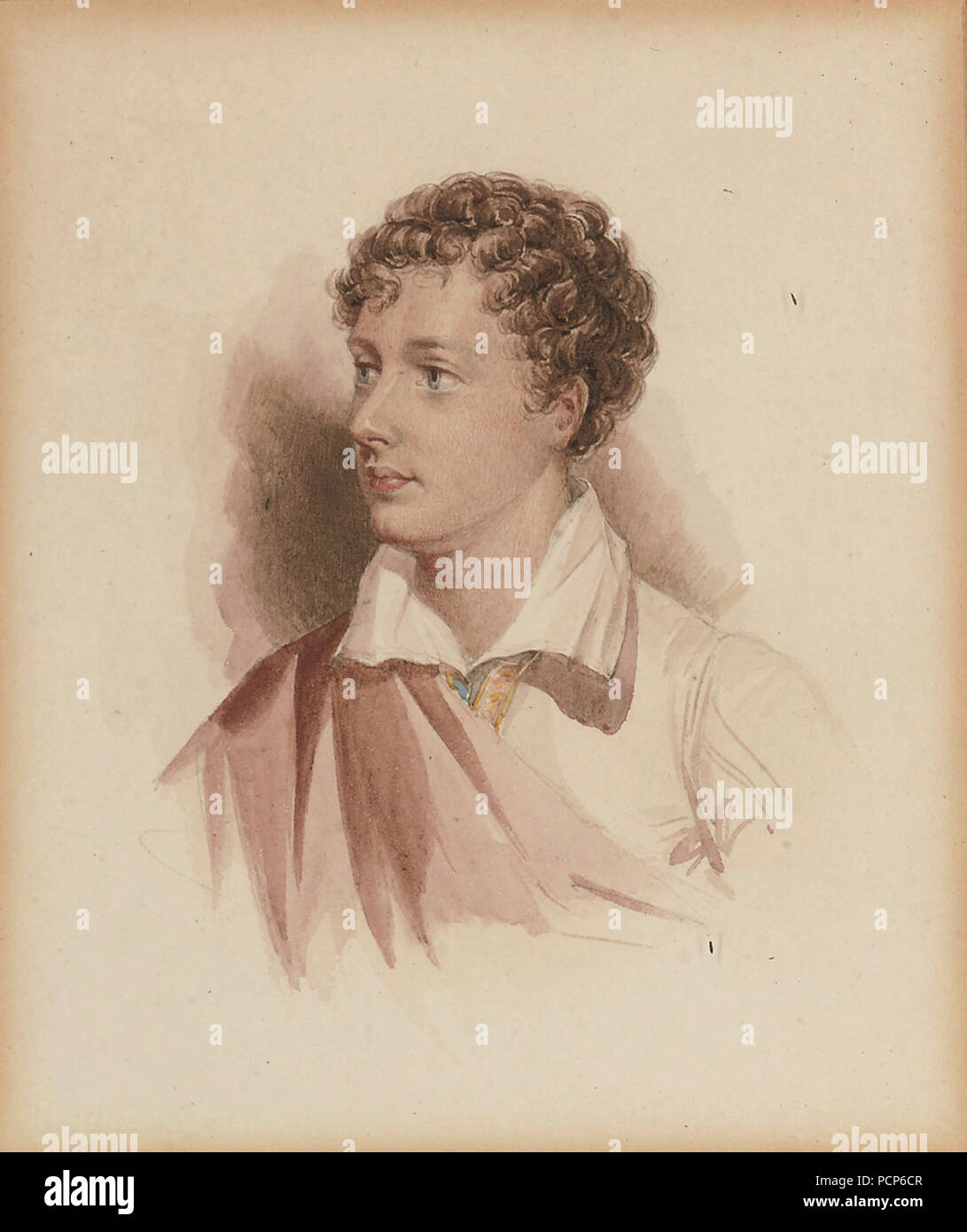 Porträt von George Gordon Byron, 6. Baron Byron (1788-1824) Nach einem Portrait von 1808, 1831. Stockfoto