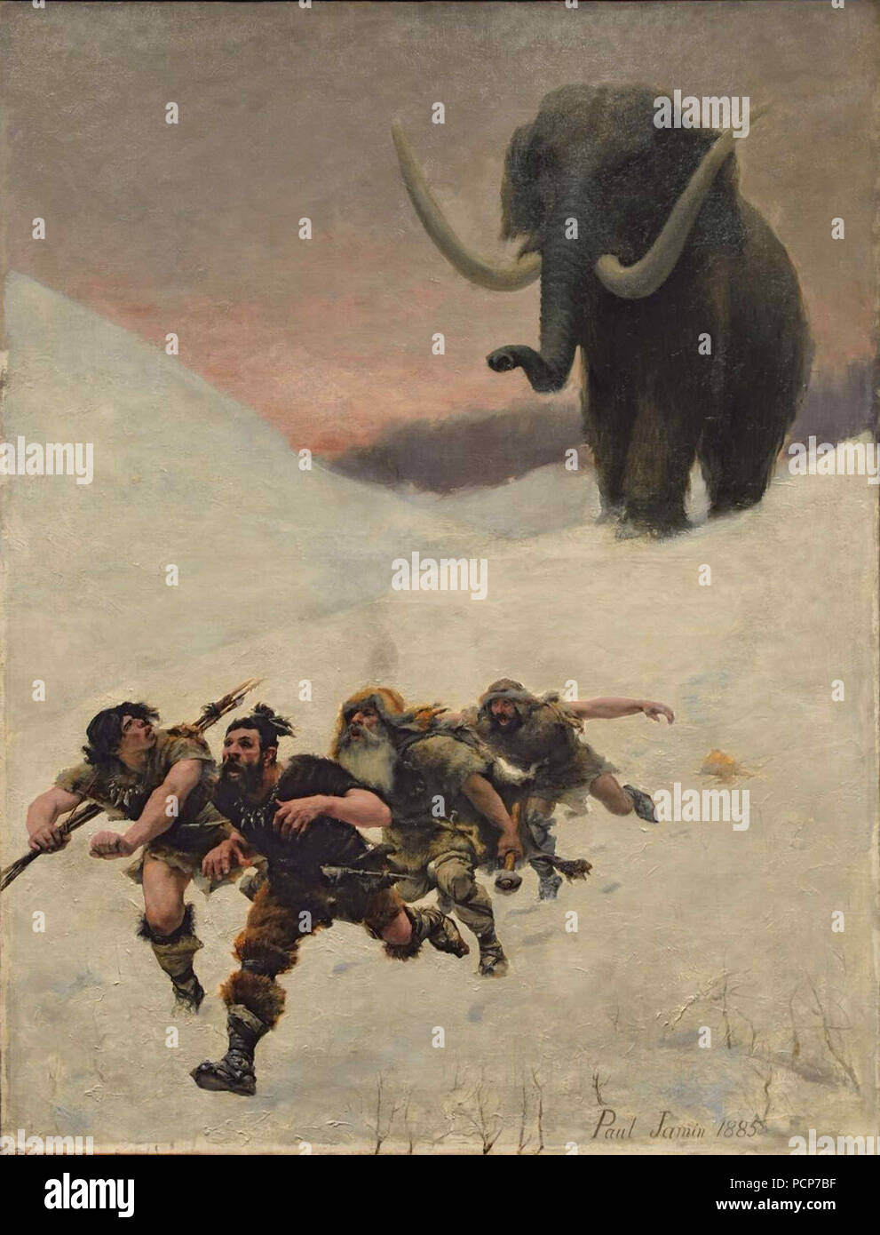 Die Flucht vor dem Mammut, 1885. Stockfoto