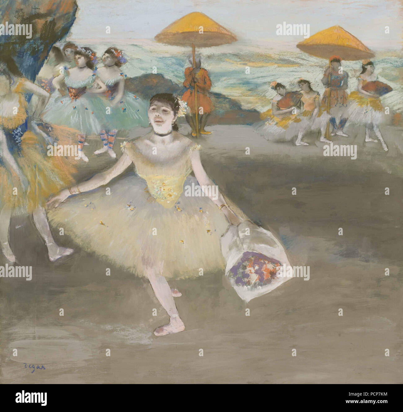 Danseuse au Bouquet, saluant Sur La Scène (Tänzer mit Blumenstrauß), 1878. Stockfoto