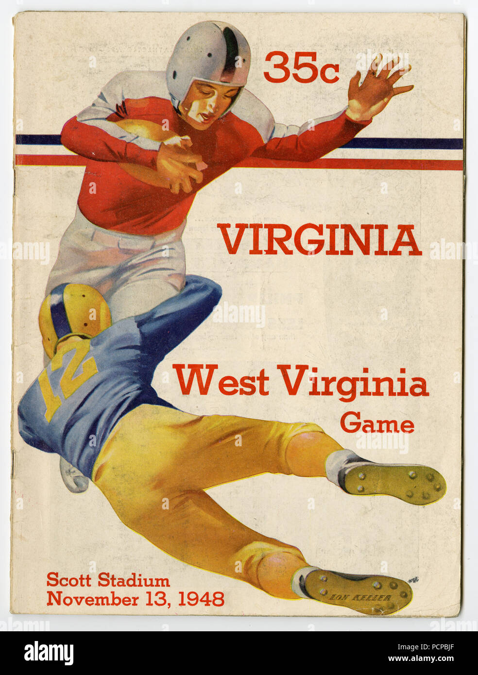 Universität von Virginia gegen West Virginia Fußball-Programm, 13. November 1948 Stockfoto