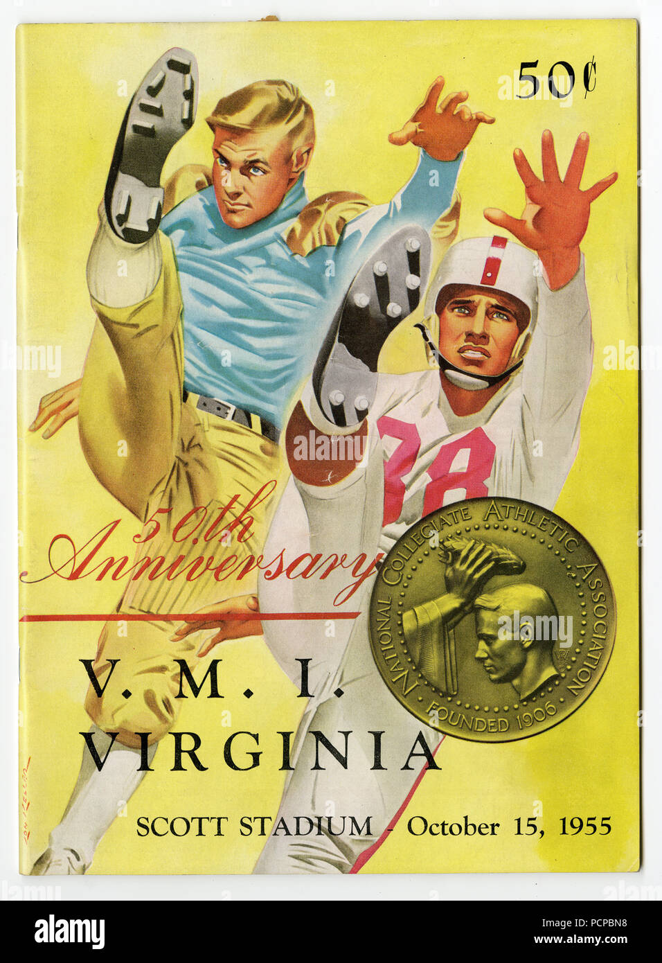 UVA vs. VMI Fußball Programm Oktober 15, 1955 Stockfoto