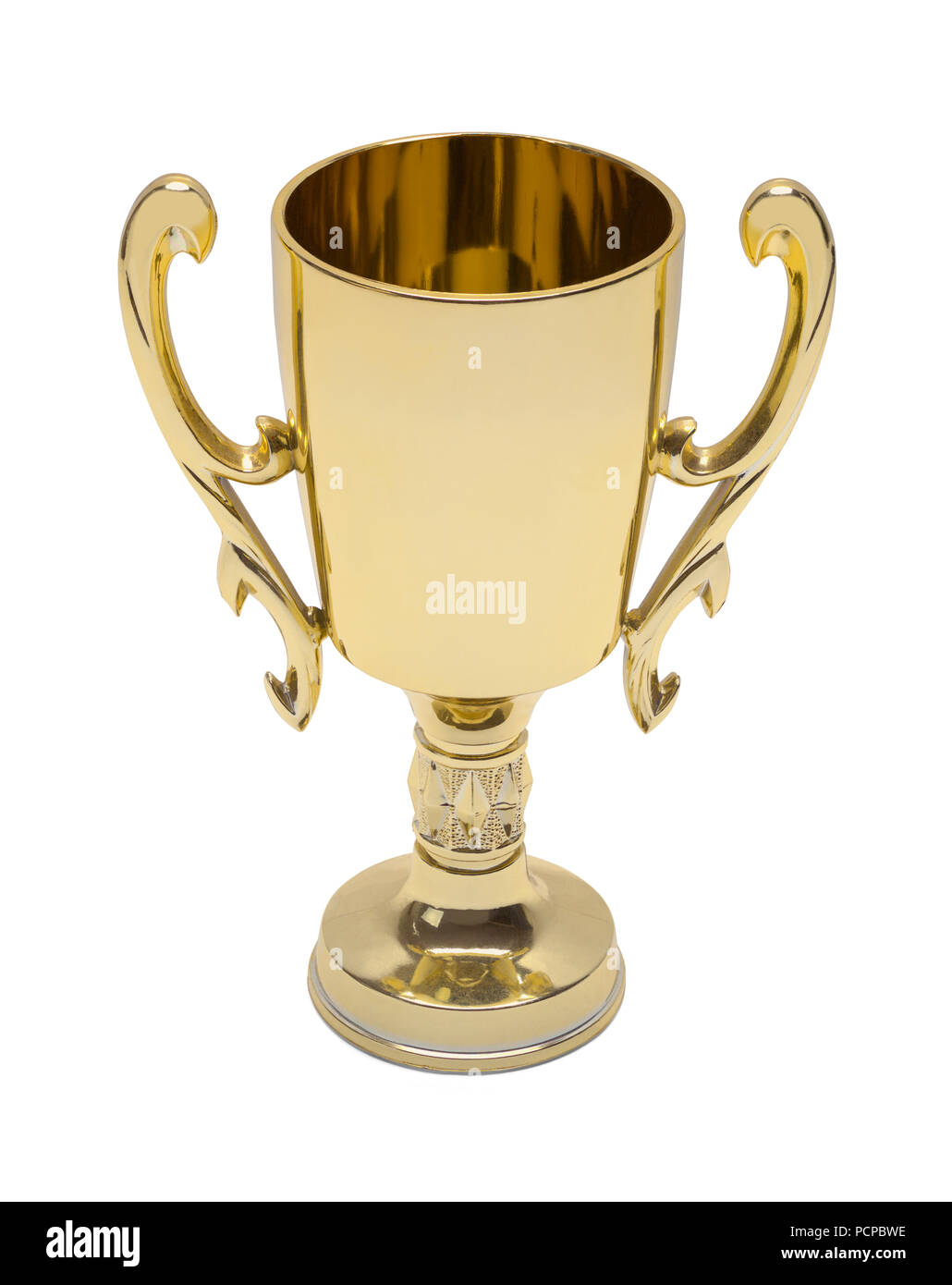 Gold Award Trophäe Cup isoliert auf einem weißen Hintergrund. Stockfoto