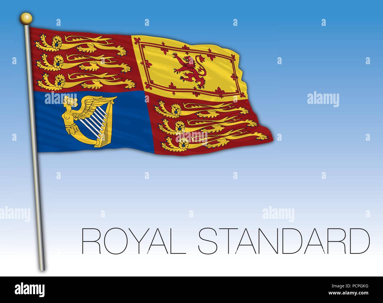 Royal Standard Flagge, Vereinigtes Königreich, Vektor, Abbildung Stock Vektor