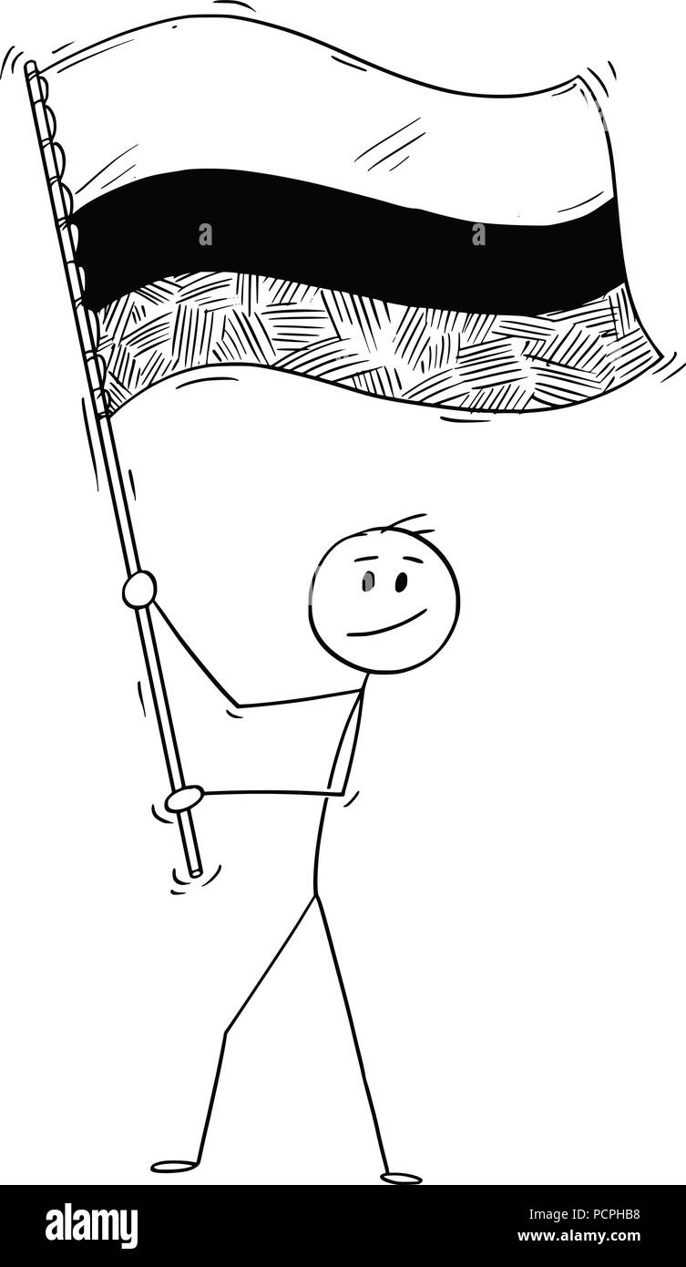 Cartoon von Mann winkt die Flagge der Republik Kolumbien Stock Vektor