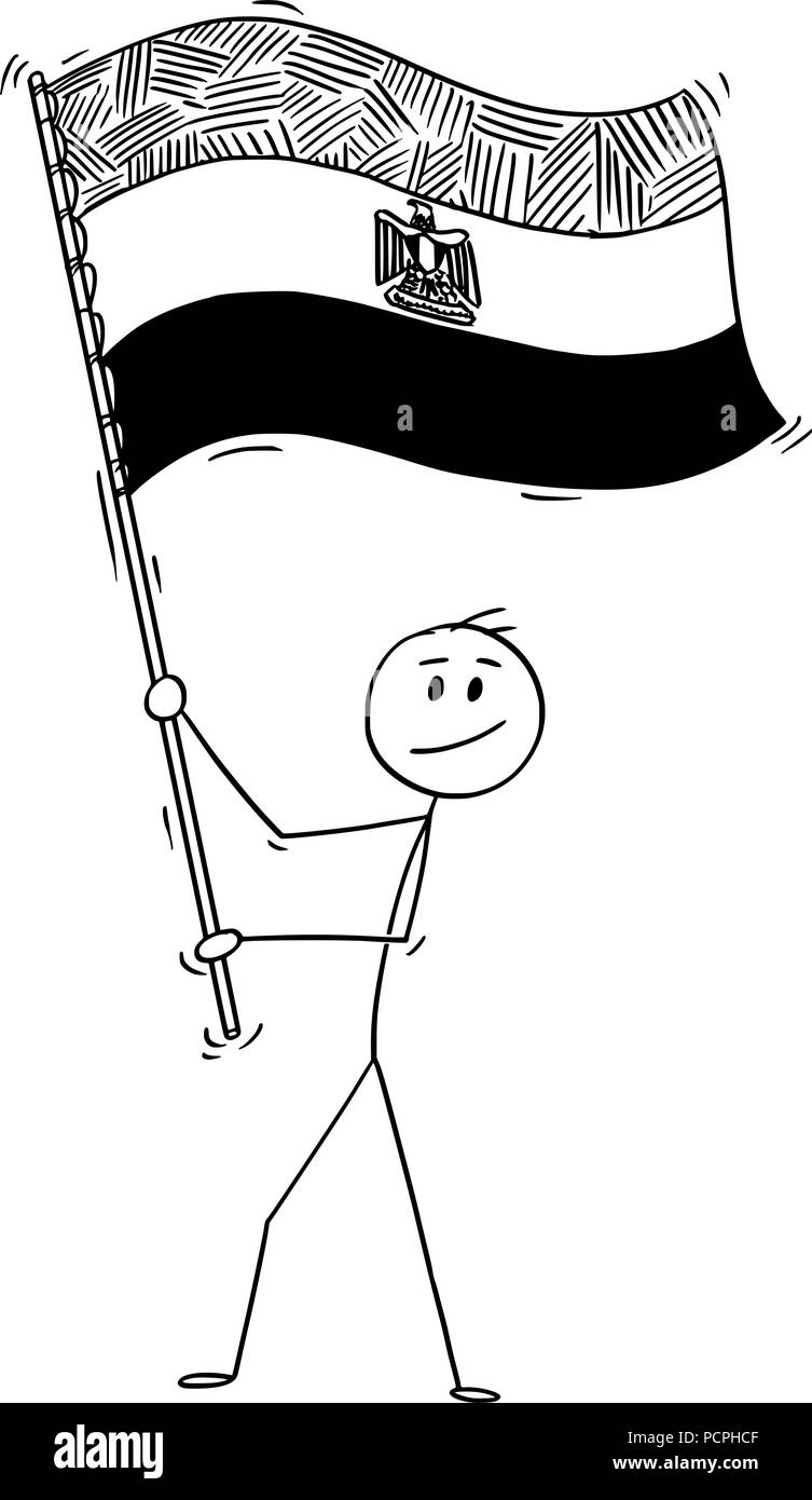 Cartoon des Menschen schwenkten die Fahne der Arabischen Republik Ägypten Stock Vektor