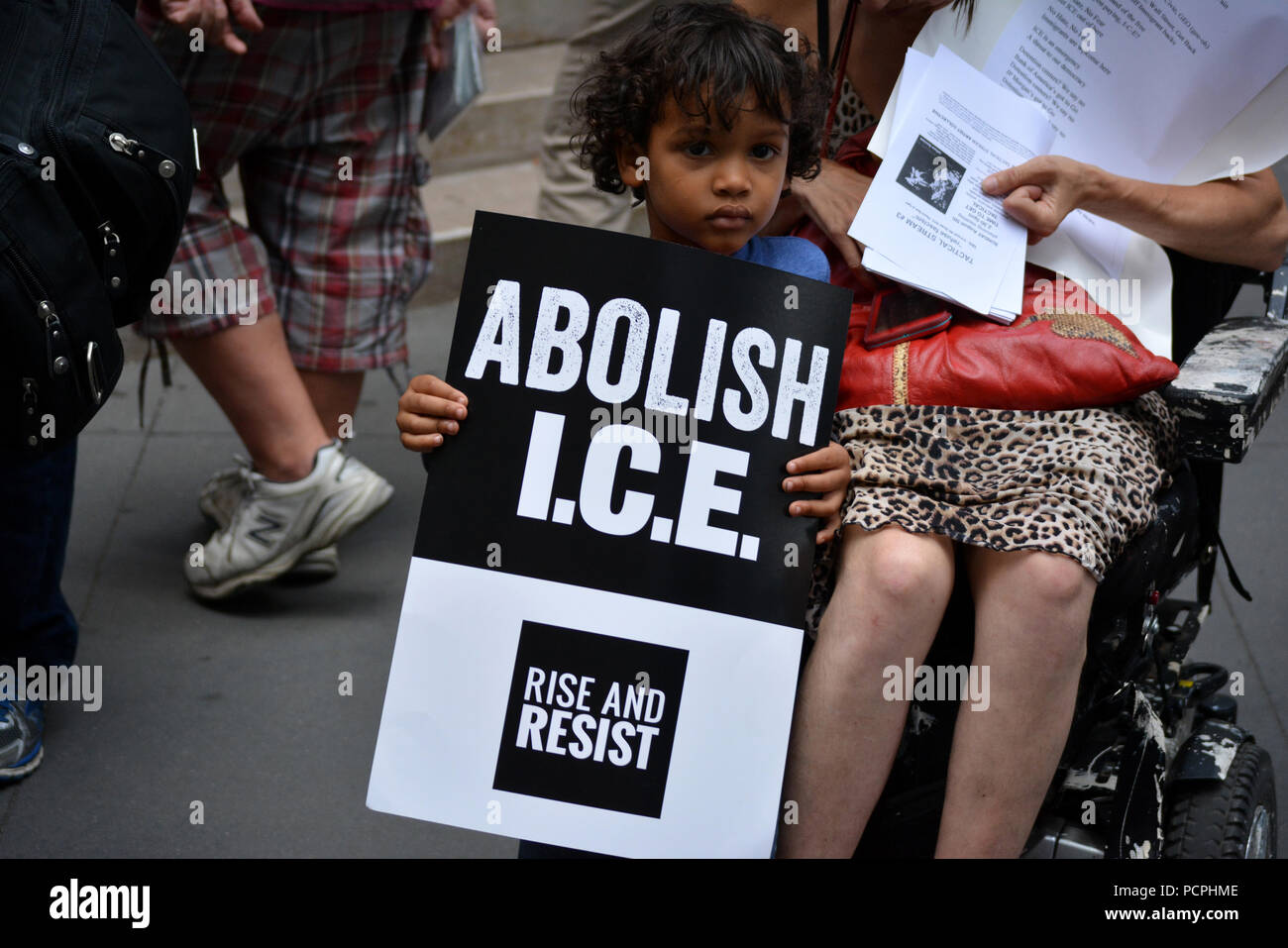 "Abschaffung der ICE' Rally an der Wall Street in Lower Manhattan. Stockfoto