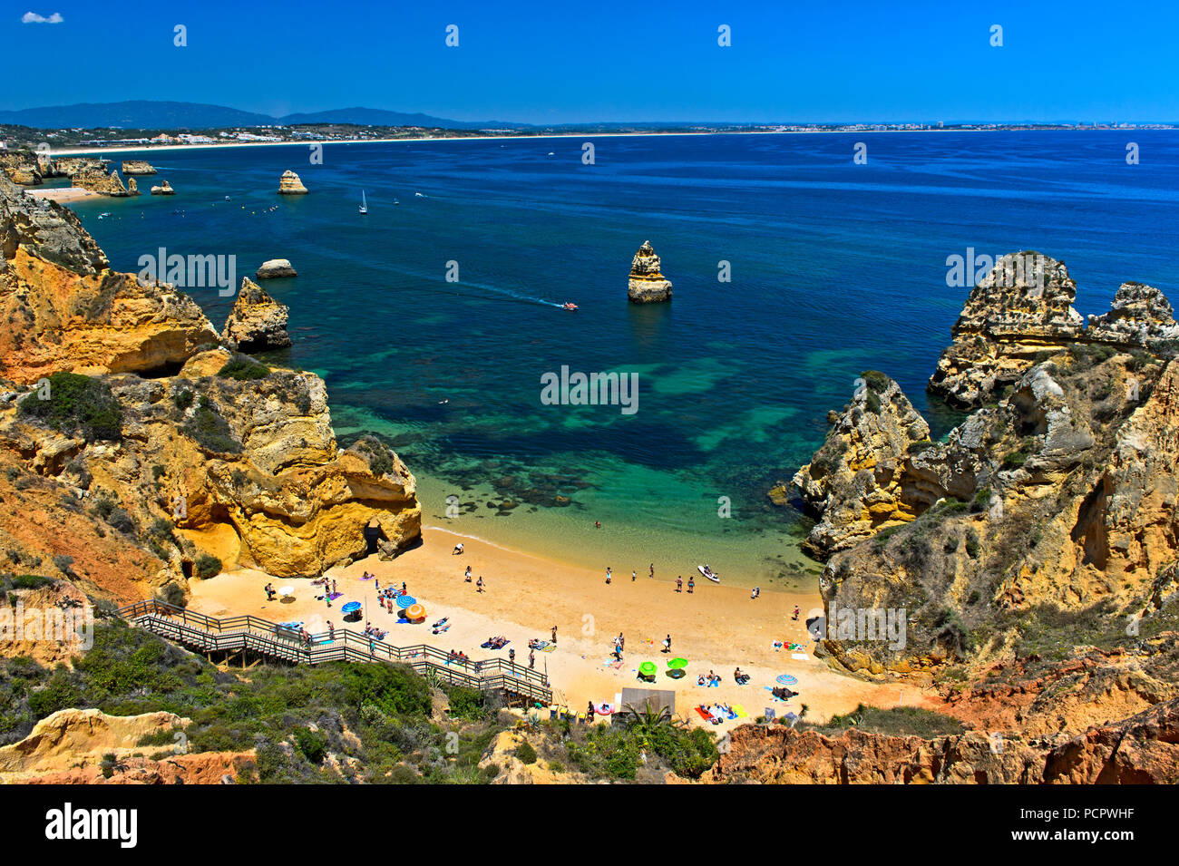 Camilo Strand, Praia do Camilo, Lagos, Algarve, Portugal Stockfoto