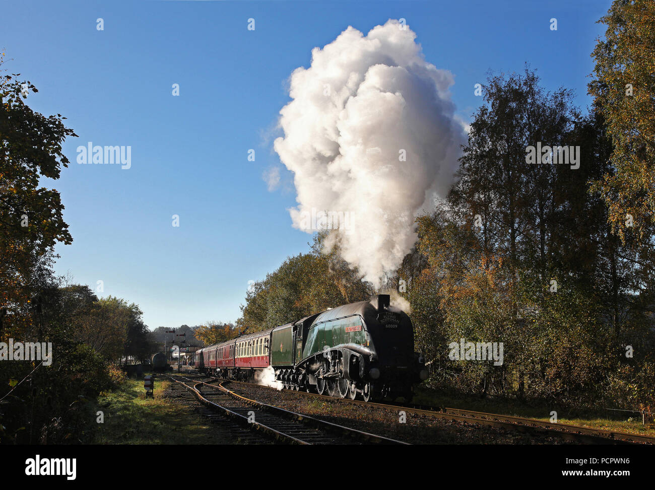 60009 Union von Südafrika fährt von ramsbottom auf 27.10.17 auf der East Lancs Eisenbahn. Stockfoto