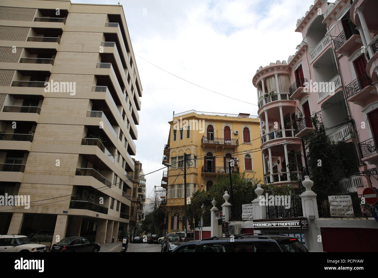 Der Libanon architektonische Erbe ist langsam verschwinden und Beirut verliert seinen traditionellen Charakter als alte Häuser, sind mit Wolkenkratzern ersetzt. Stockfoto