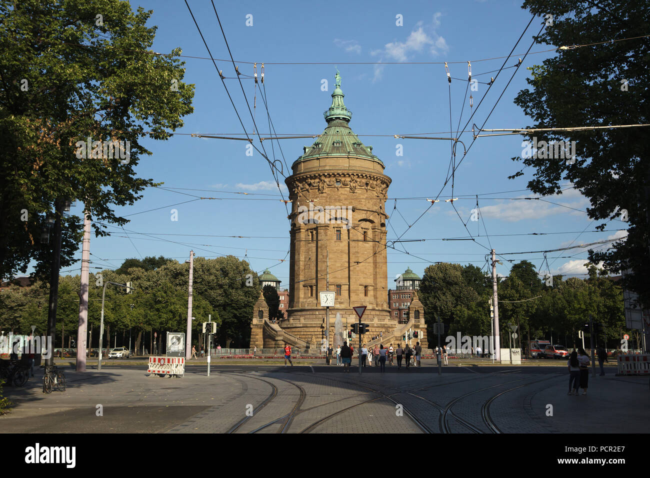 Mannheimer Wasserturm Mannheim (Wasserturm) von deutschen Architekten Gustav Halmhuber entworfen und in 1886-1889 in Friedrichsplatz in Mannheim, Baden-Württemberg, Deutschland. Stockfoto