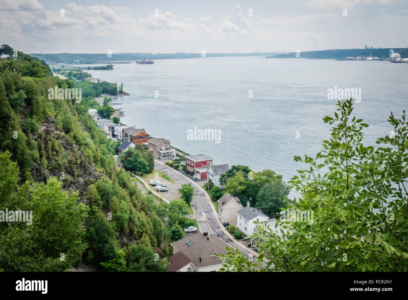 Blick auf die Stadt Quebec über von St Lawrence River Stockfoto
