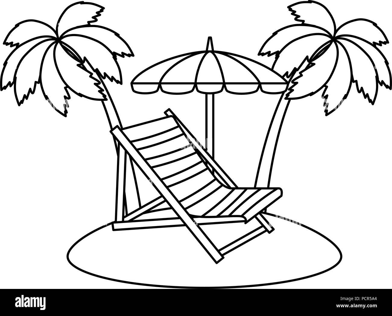 Liegestuhl mit Sonnenschirm und Palmen Stock-Vektorgrafik - Alamy