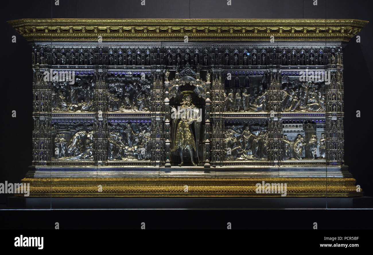 Renaissance silber Altar der Hl. Johannes der Täufer ist aus den Florenz Baptisterium (Battistero di San Giovanni), nun im Museo dell'Opera del Duomo (Museum der Werke der Dom von Florenz) in Florenz, Toskana, Italien. Stockfoto