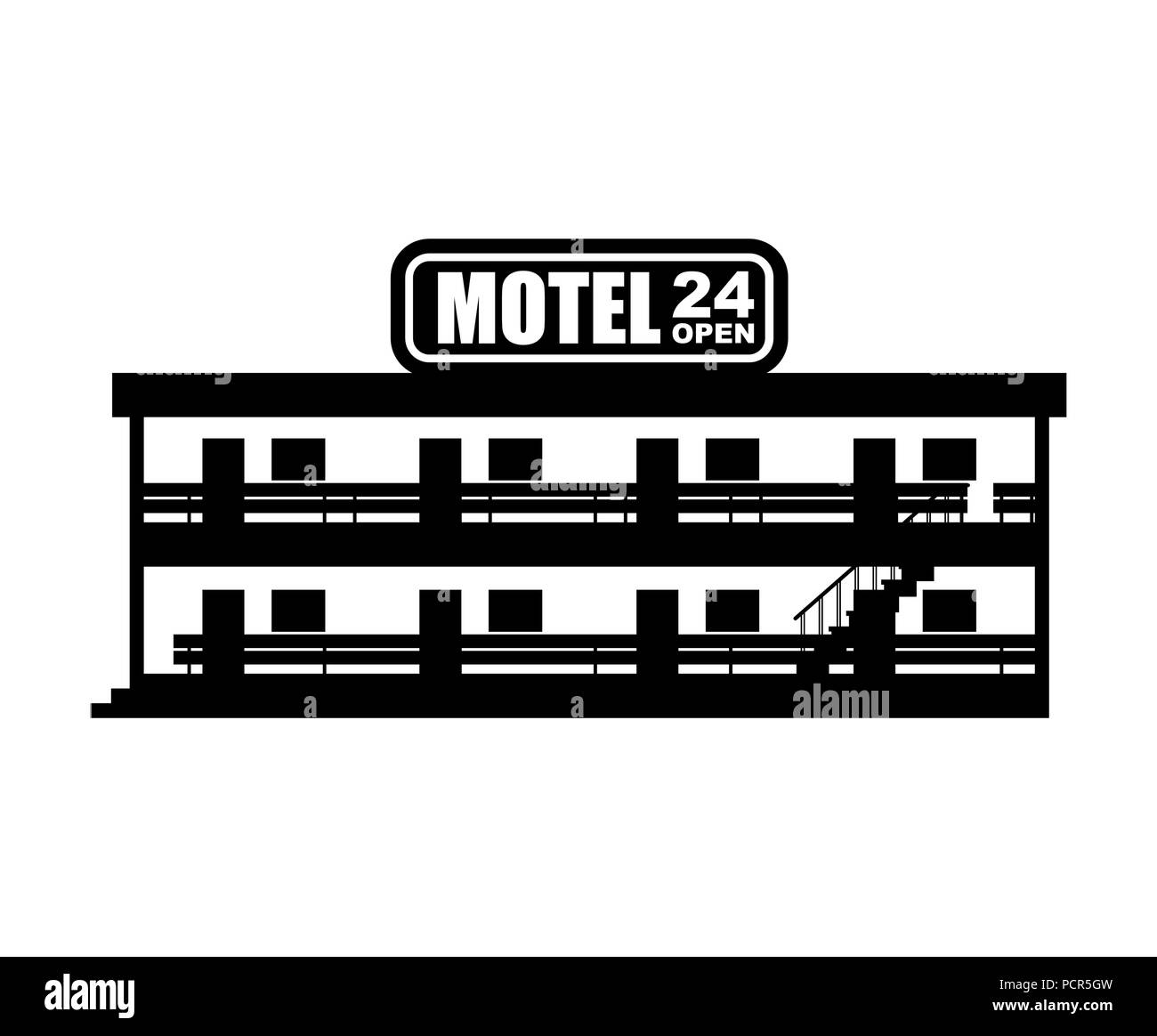 Motel Symbol. Kleines Hotel in der Vector Illustration. Stock Vektor