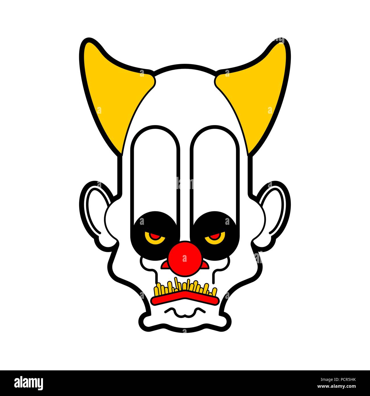 Scary clown böse den Kopf. Schrecklichen Augen. Vector Illustration Stock Vektor