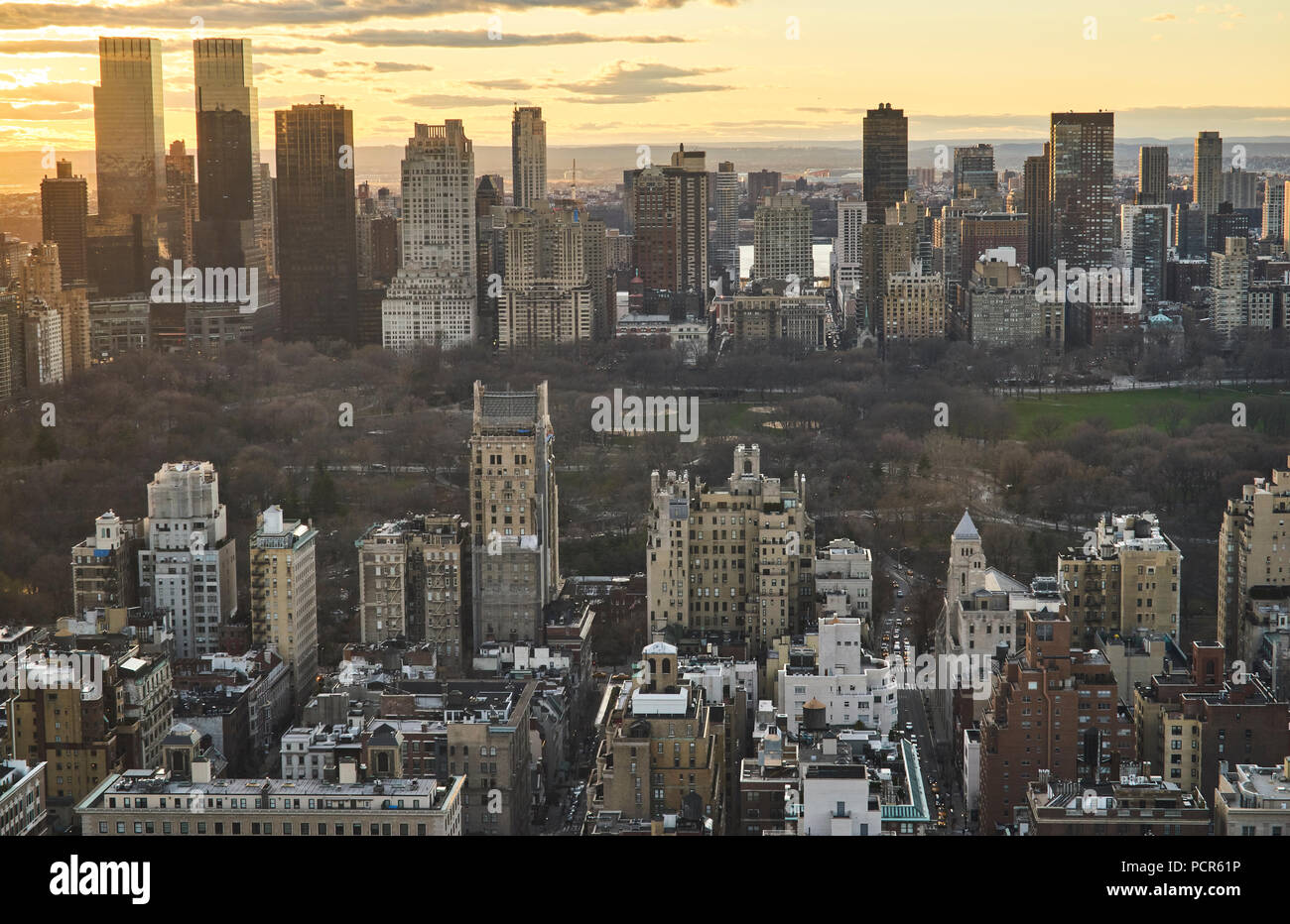 Panoramablick auf den Central Park von der Upper East Side Stockfoto