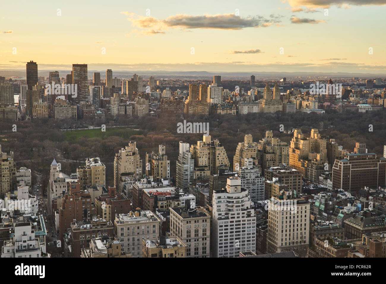 Panoramablick auf den Central Park von der Upper East Side Stockfoto