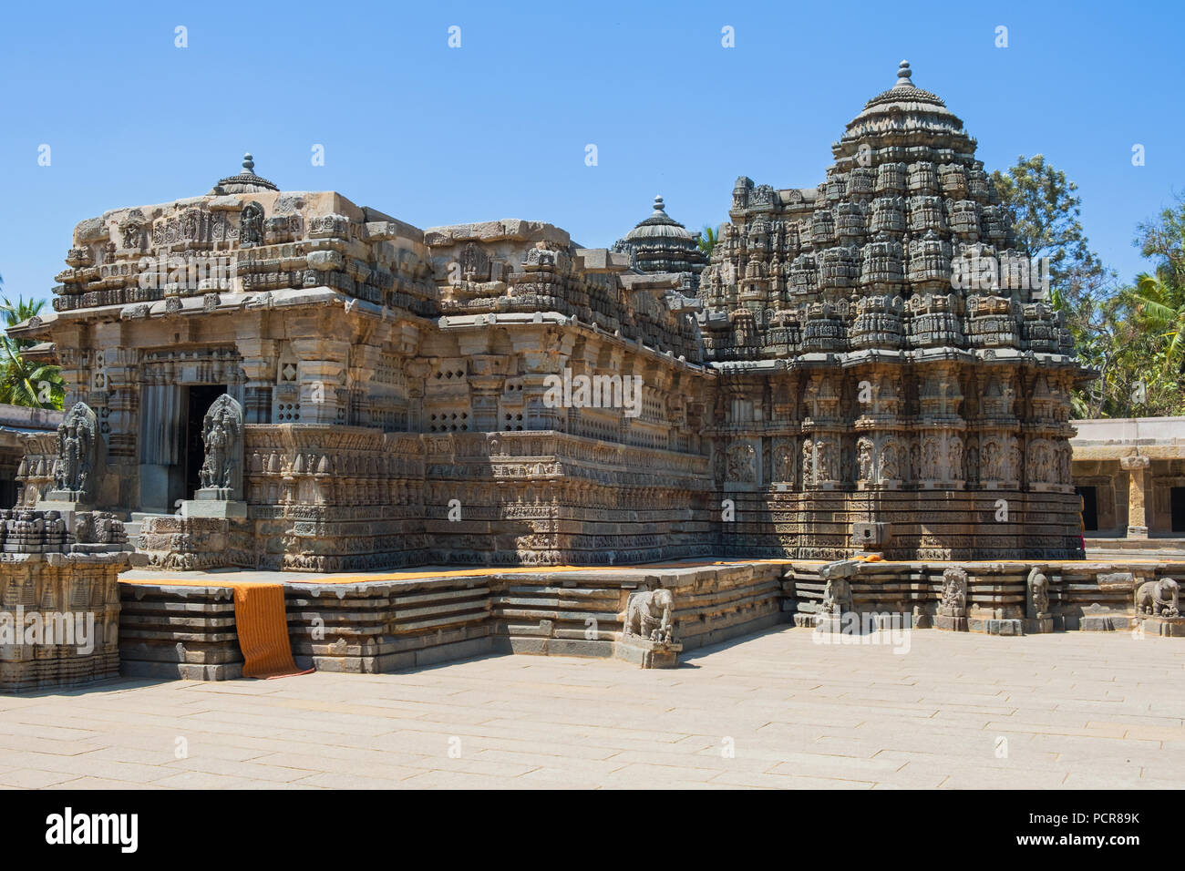 Das 13. Jahrhundert Prasanna Channakeshava oder Hoysalakesava, Tempel von Somnathpur in Karnataka, Indien, für seine Schnitzereien bekannt. Stockfoto