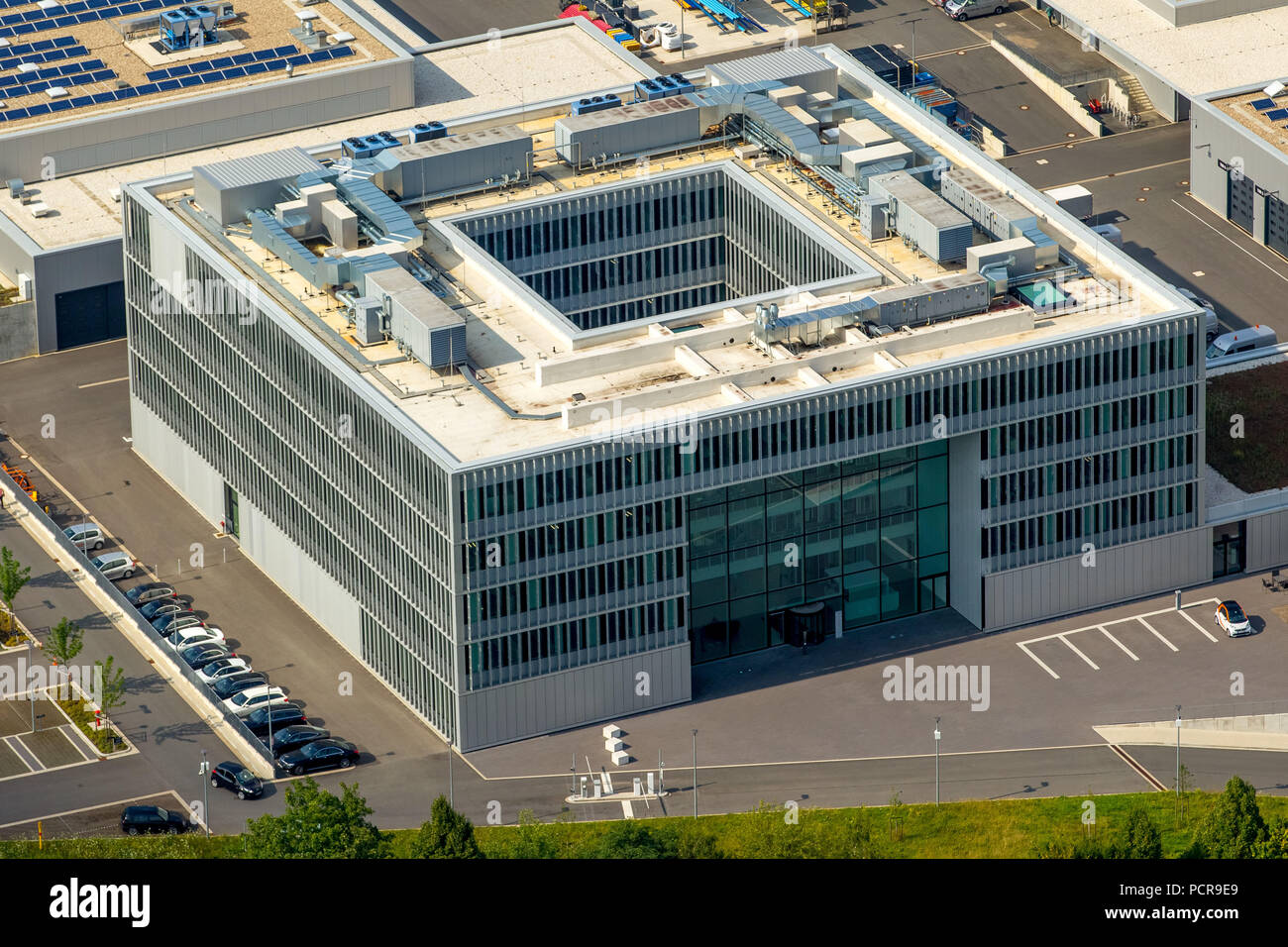 Neue Zentrale des Energiekonzerns Enervie an der A 45, Hagen, Sauerland, Nordrhein-Westfalen, Deutschland Stockfoto