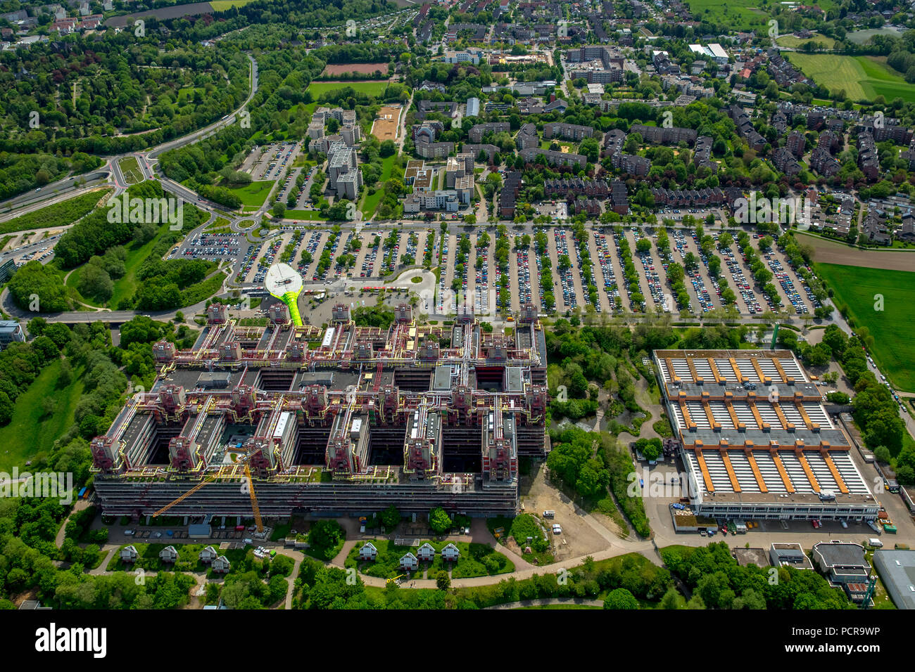 Universitätsklinikum der RWTH Aachen, Universitätsklinikum Aachen mit Hubschrauberlandeplatz, Aachen, Euregio Maas-Rhein, Nordrhein-Westfalen, Deutschland Stockfoto