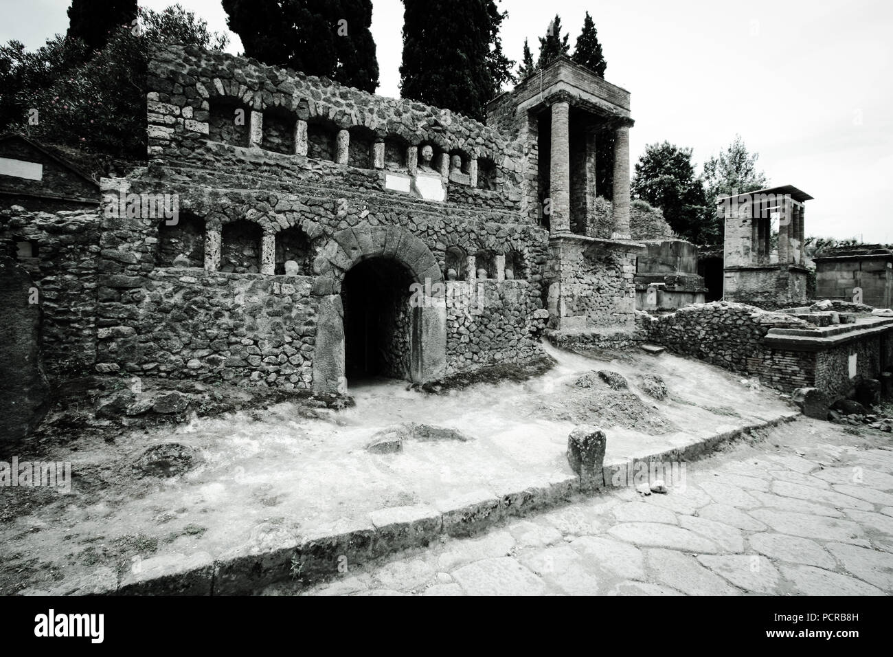 Nekropole von Porta Nocera in der antiken Stadt Pompeji, in der Nähe von Neapel, Italien Stockfoto