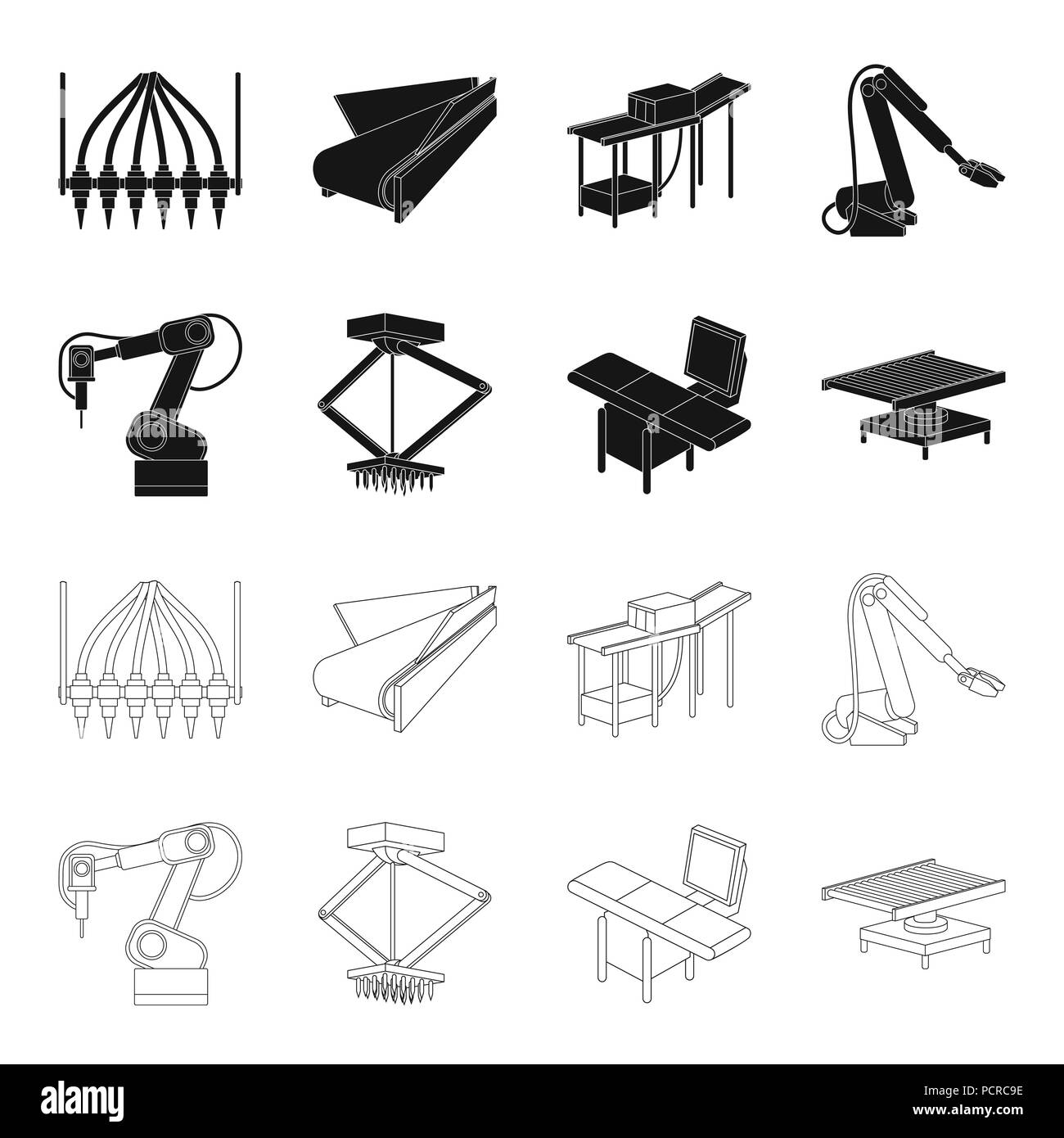 Automobilindustrie und andere Symbol in Schwarz, umriss Stil. Neue Technologien Symbole in der Sammlung. Stock Vektor
