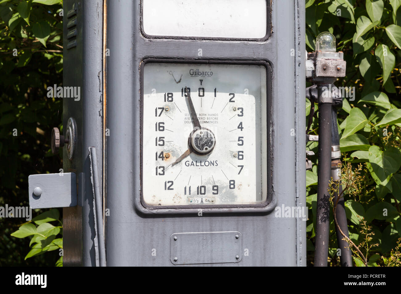 Eine Nahaufnahme Bild eines stillgelegten Gilbarco Tankstelle in der Nähe von Lauder in den schottischen Borders. Stockfoto