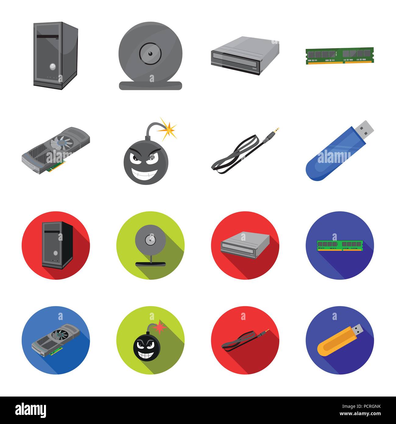 Grafikkarte, Virus, flash drive, Kabel. Pc gesetzt Sammlung Icons im  Cartoon, flacher Stil vektor Symbol lieferbar Abbildung Stock-Vektorgrafik  - Alamy