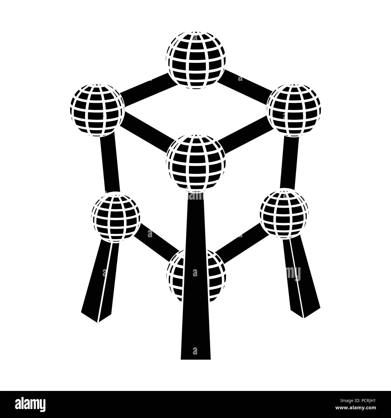 Denkmal für die Atom in Belgien. Die dunklen Belgischen Wolf. Belgien einzelnen Symbol in schwarz Stil vektor Symbol lieferbar web Abbildung. Stock Vektor