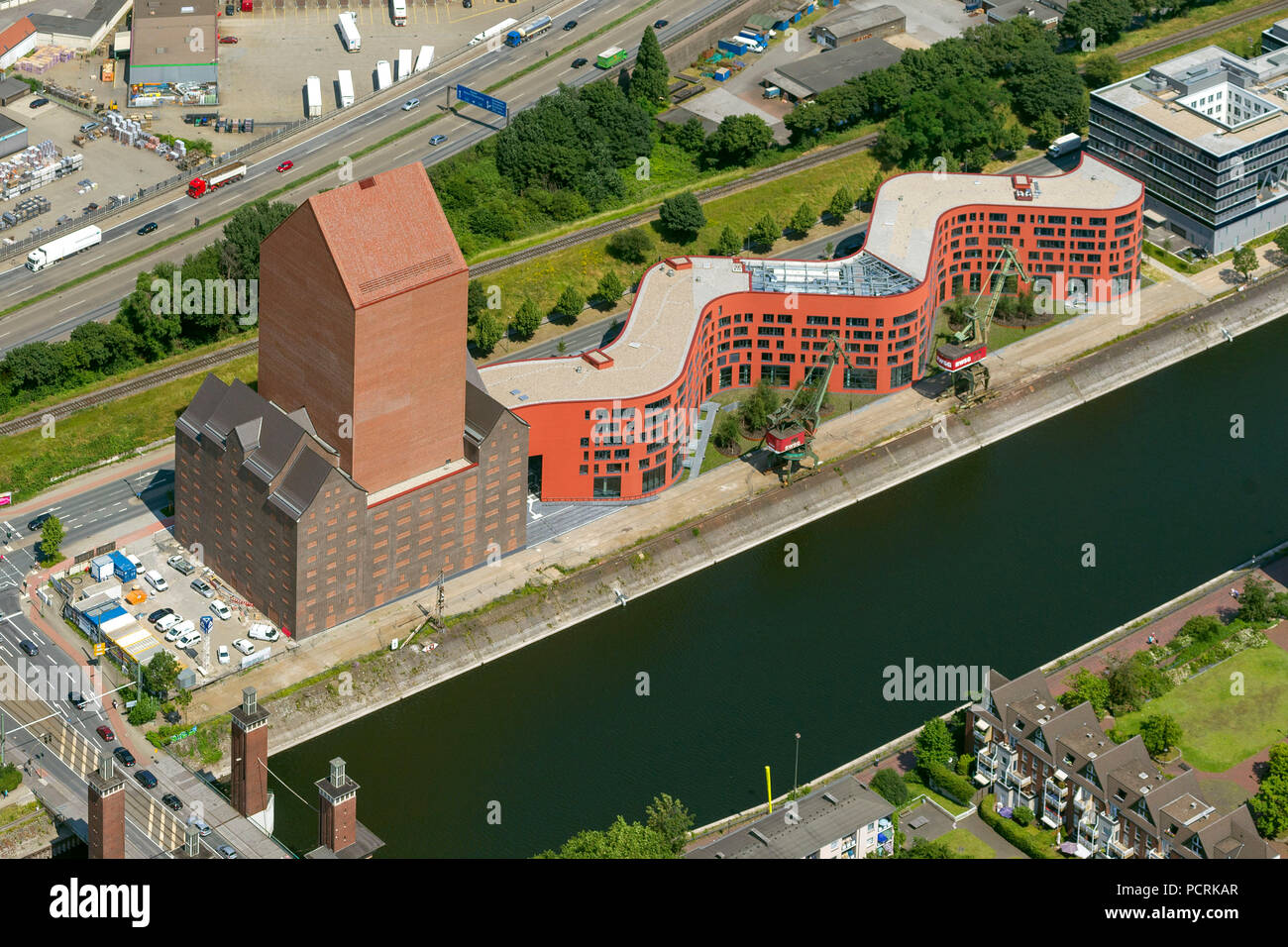 Staatliche Archive in Nordrhein-westfalen am Schwanentor, Luftaufnahme von Duisburg Stockfoto