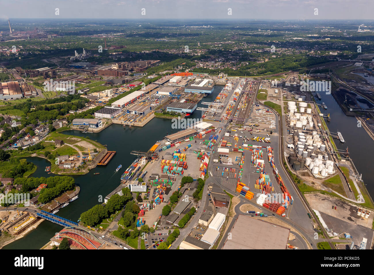 Duisport Ruhrorter Hafen, Binnenhafen, Duisburg, Duisburg Nord, Ruhrgebiet Stockfoto