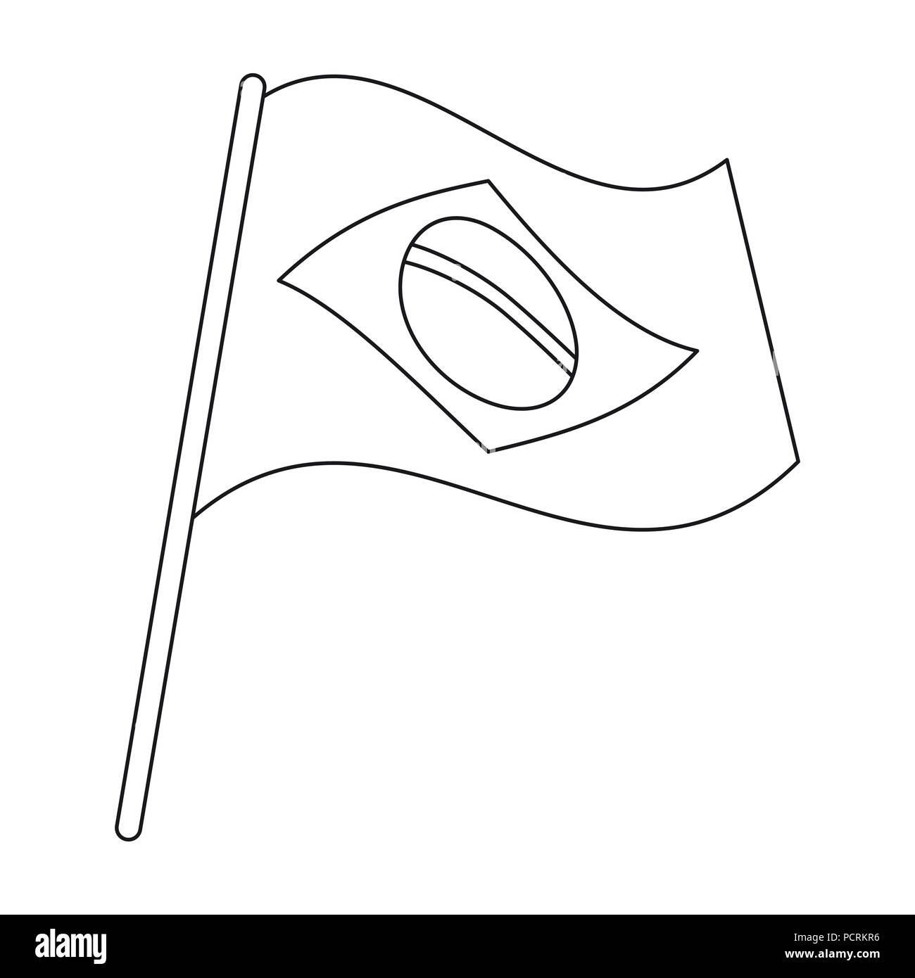 Flagge von Brasilien Symbol in Grobentwurf auf weißem Hintergrund. Brasilien Land symbol Vektor Illustration. Stock Vektor