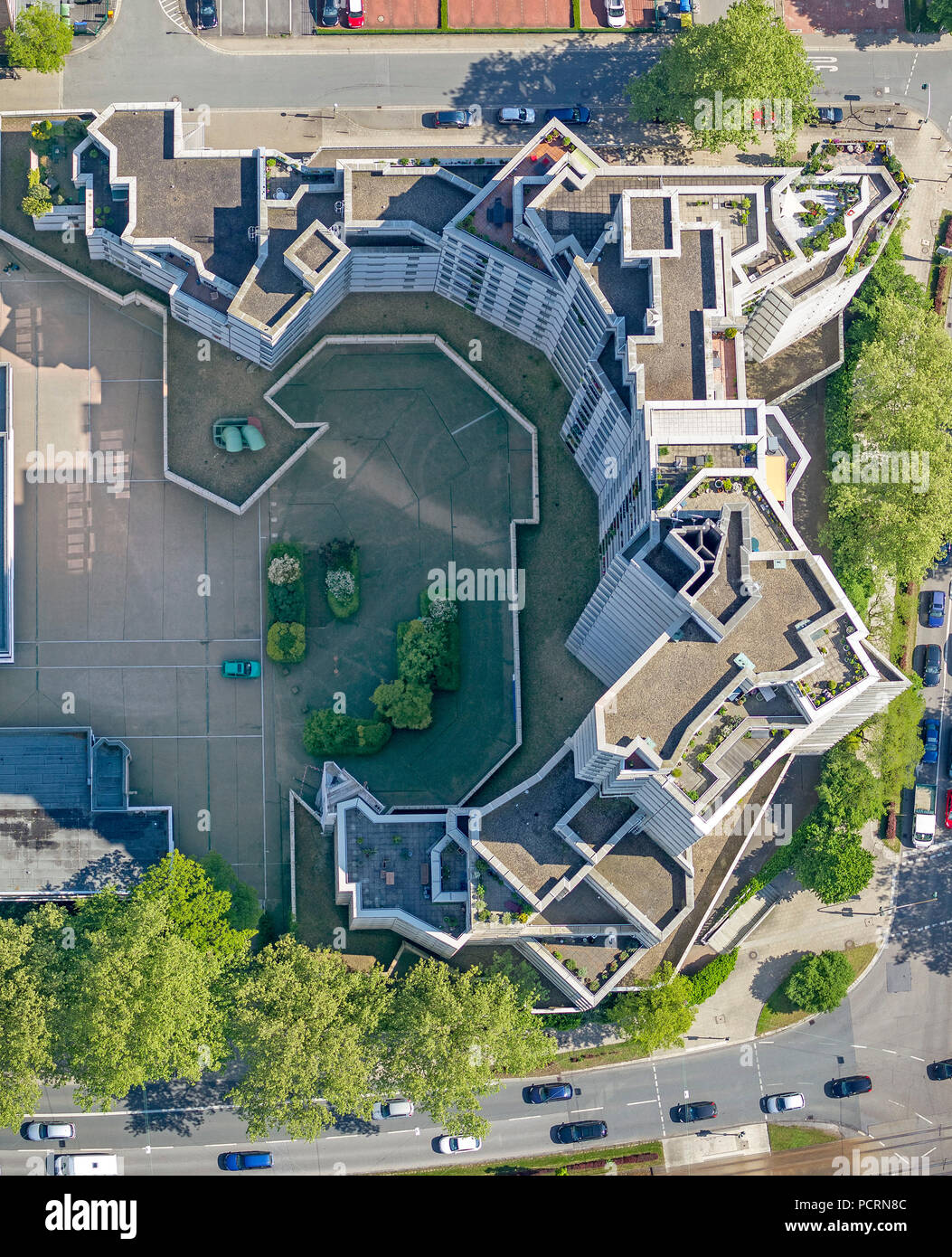Apartment Complex Weißer Riese, Wohnturm, Wolkenkratzer, Luftaufnahme von Gelsenkirchen Stockfoto