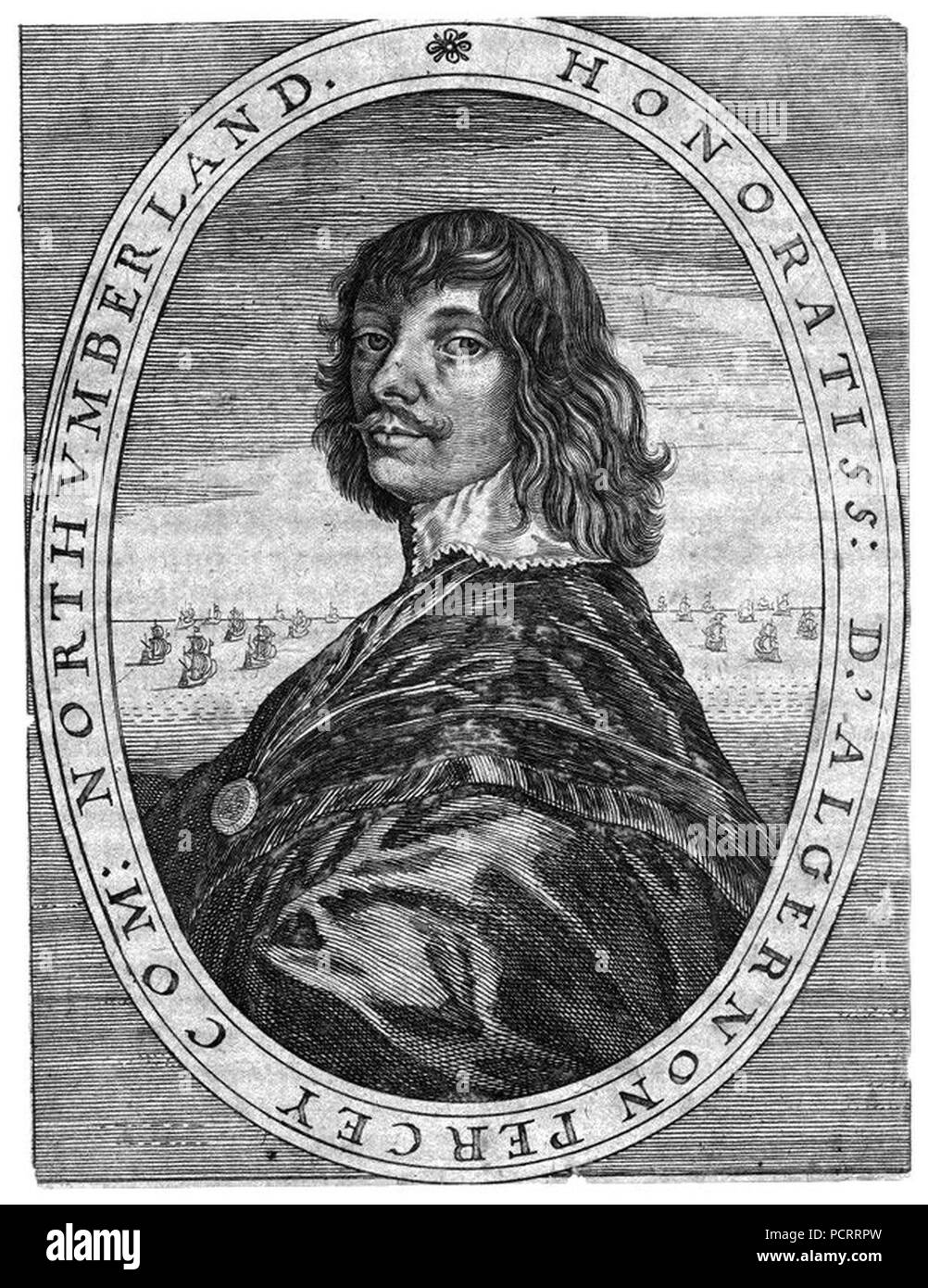 Algernon Percy, 10. Earl of Northumberland, Cornelis Van Dalen, nach van Dyck line Gravur, aus dem 17. Jahrhundert. Stockfoto
