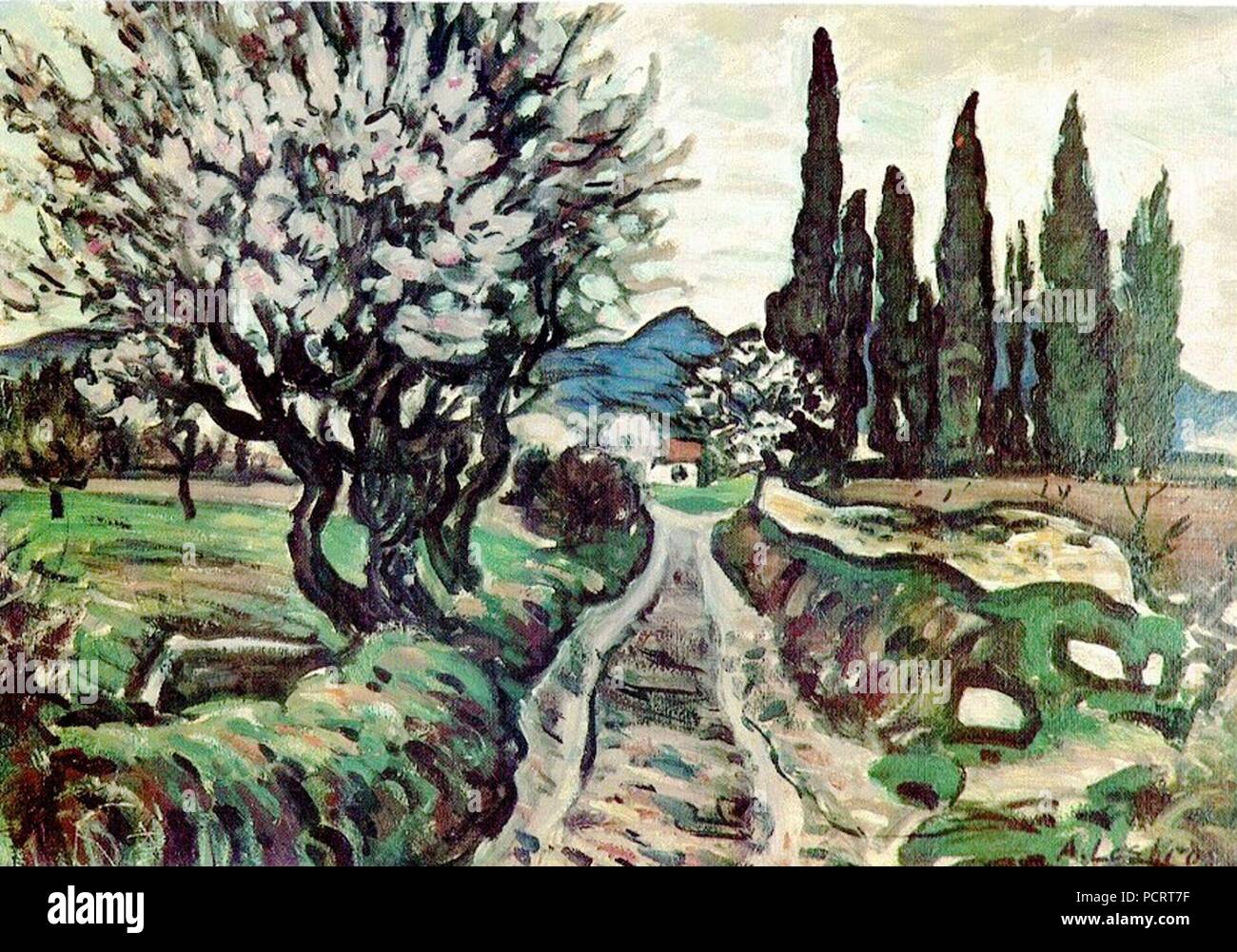 Alfred Lesbros paysage de Comtat Venaissin (Mort 1940). Stockfoto