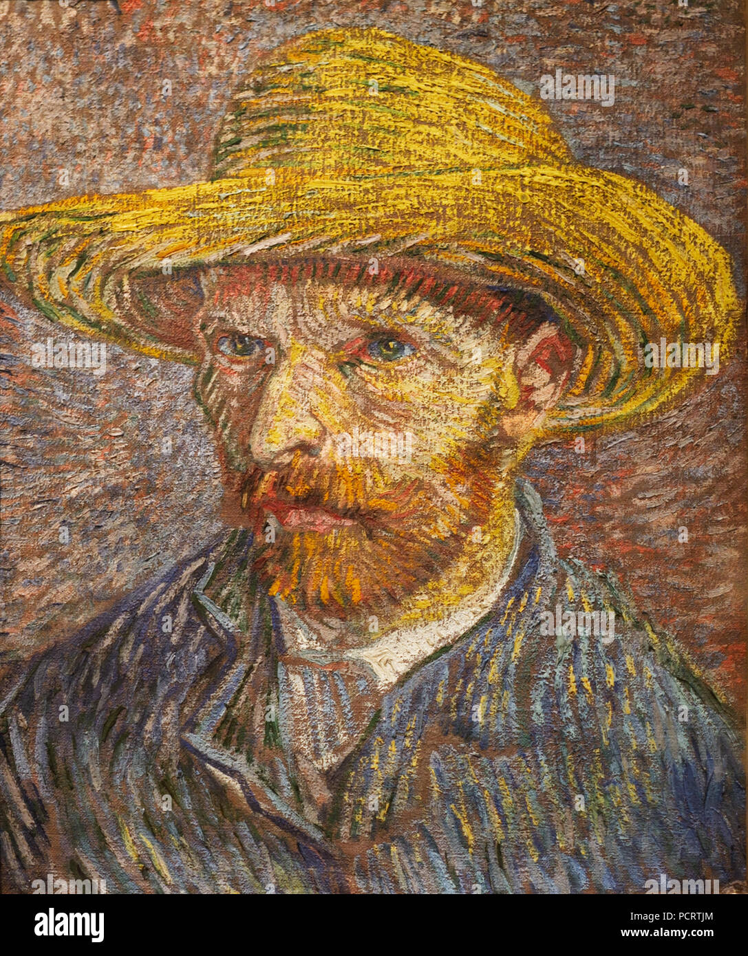 Van Gogh Selbstporträt, 'Selbst-Porträt mit Strohhut', 1887 Stockfoto
