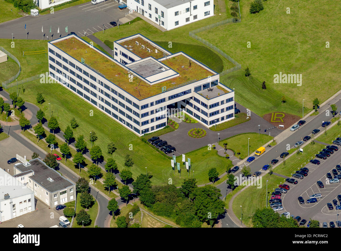 Luftbild, LR Health & Beauty Systems GmbH, Gewerbepark Olfetal, Ahlen, Ruhrgebiet, Nordrhein-Westfalen, Deutschland, Europa Stockfoto