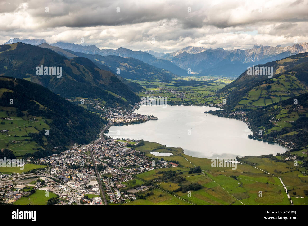 Luftaufnahme, Alpen, Zeller See, Bruck an der Großglocknerstraße, Salzburg, Österreich Stockfoto