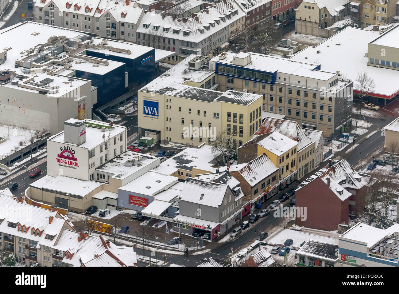 Luftaufnahme, Radio Lippewelle und Hammer Verlag der Westfälischer Anzeiger  Hamm, WA, Schnee, Hamm, Ruhrgebiet, Nordrhein-Westfalen, Deutschland,  Europa Stockfotografie - Alamy