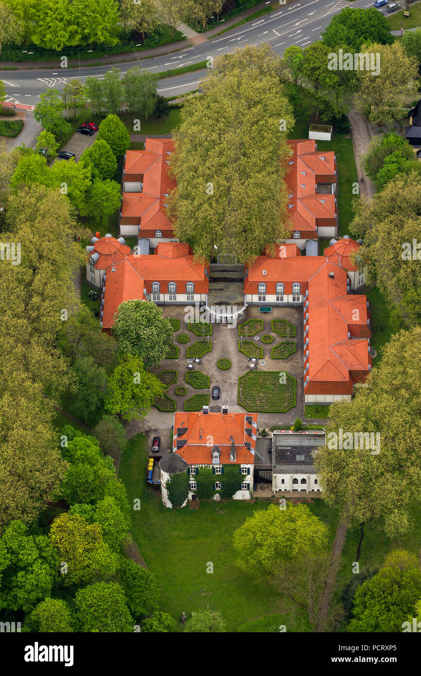 Luftaufnahme, Schlosspark Goldschmieding, Hotel, Hotel, Castrop-Rauxel, Ruhrgebiet, Nordrhein-Westfalen, Deutschland, Europa Stockfoto