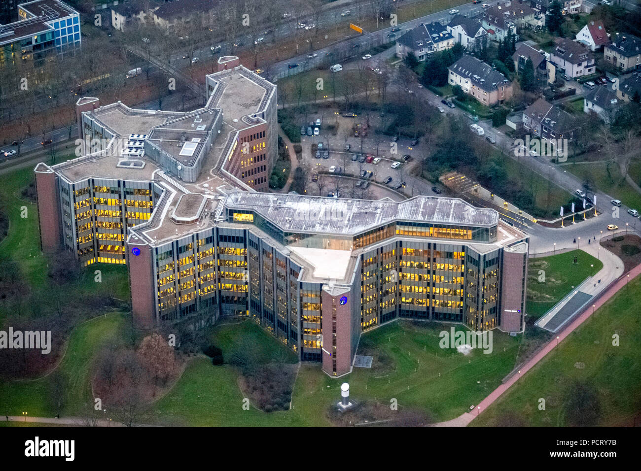 Hauptsitz der SignalIduna Insurance Company, Luftaufnahme von Dortmund, Ruhrgebiet Stockfoto