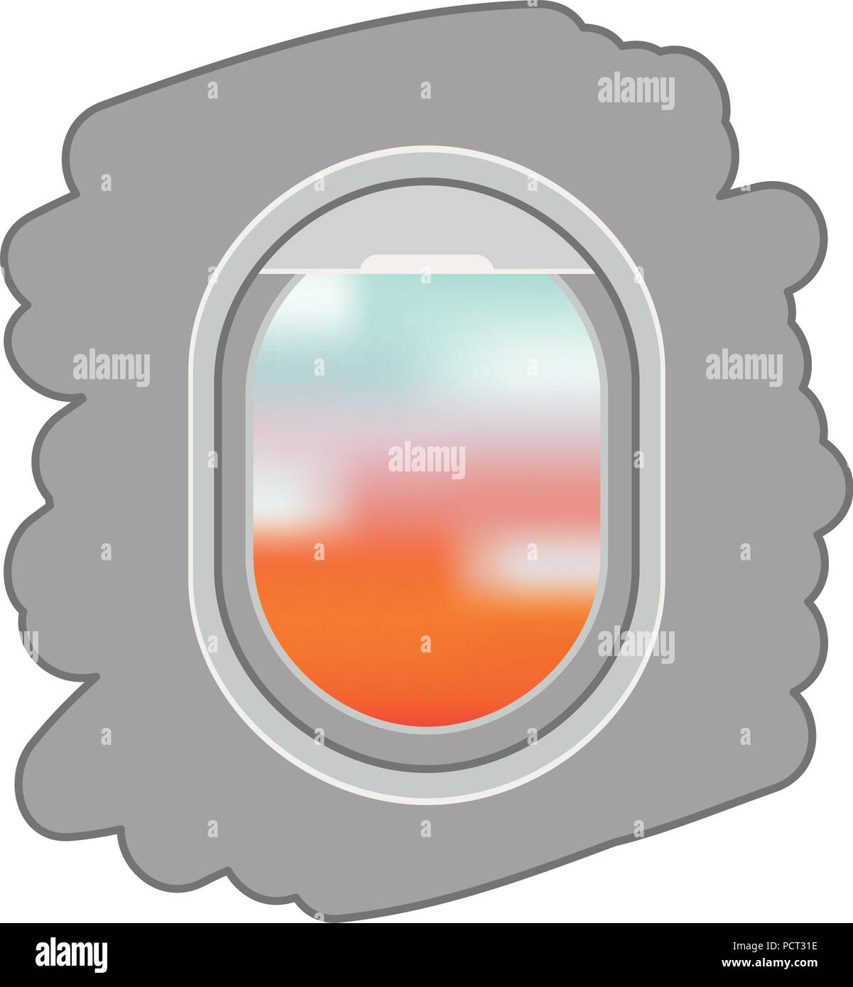 Flugzeug Fenster mit Außenansicht Stock Vektor
